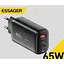 СЗУ Essager ES-CD23 65W GaN Dual USB-С USB-A QC3.0 PD3.0 Fast Charge Black (ECT2CA-MYB01) - миниатюра 1