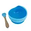 Силиконовая тарелка на присоске с деревянной ложкой MGZ-0103(Blue) 300 мл - миниатюра 1