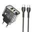 Мережевий зарядний пристрій Hoco N34 Dazzling dual-port PD20W + QC3.0 charger set (Type-C to Type-C) (EU) Transparent Чорний - мініатюра 1