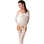 Бодистокинг Passion BS055 White, комбинезон, имитация чулок и пояса, длинный рукав, закрытое плечо - миниатюра 1