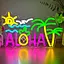 Неоновая вывеска Aloha Palm Tree Vveikea для украшения стен, Гавайский тропический дизайн, Aloha, LED, солнце, океан, волна - миниатюра 1