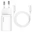 МЗП Baseus Super Si Quick Charger 25W (1USB-C) + кабель Type-C to Type-C (TZCCSUP-L) Білий - мініатюра 1