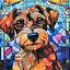 Алмазная мозаика Strateg ПРЕМИУМ Витражный пес размером 30х30 см не полная выкладка (DEEX16282) - миниатюра 1