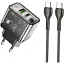 Мережевий зарядний пристрій Hoco N34 Dazzling dual-port PD20W + QC3.0 charger set (Type-C to Type-C) (EU) Transparent Чорний - мініатюра 1