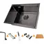Комплект чорної мийки на кухню та змішувача Nett з нержавіючої сталі NB-5742 - мініатюра 9