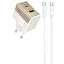 МЗП Hoco CS73A Star Speed PD30W+QC3.0 (1USB-A/1C) + кабель Type-C to Type-C White - мініатюра 1