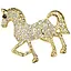 Брошка Кінь із камінцями декоративна жіноча прикраса на одяг Золотистий - мініатюра 1