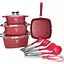 Набор кастрюль со сковородой Top Kitchen TK-000103 с гранитным покрытием 12 предметов Красный - миниатюра 1