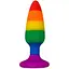 Силиконовая анальная пробка Wooomy Hiperloo silicone Rainbow Plug M - миниатюра 1