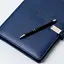 Шкіряний синій бізнес щоденник-органайзер з бездротовою зарядкою з вбудованим Powerbank і флешкою з ручкою в коробці із якісного картону - мініатюра 2