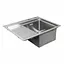 Кухонная мойка Platinum Handmade 580x480x220 R нержавейка (толщина 3,0/1,5 мм корзина и дозатор в комплекте), Нержавеющая сталь - миниатюра 3