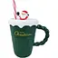 Чашка новогодняя Olens 102-1061-1 Рождественский свитер керамика с крышкой и трубочкой 380 мл Зеленая - миниатюра 1