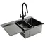 Кухонная мойка Gappo накладная 780x500 мм, поверхность PVD, левая GS7850-6L, Черный матовый - миниатюра 2