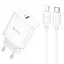 Мережевий зарядний пристрій Hoco C80A Rapido PD20W+QC3.0 charger set(Type-C to Type-C) 3.1A 1m білий - мініатюра 1