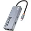 Usb-хаб Hoco HB51 Wow 6-in-1 multi-function converter (HDTV+RJ45+PD+Usb3.0x3) Темно-сірий - мініатюра 1