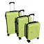 Набор чемоданов 3в1 пластик с кодовым замком и телескопической ручкой салатовый (603) - миниатюра 1