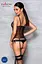 Корсет зі шнурівкою Passion NESSY CORSet XXL/XXXL black стрінги з відкритим доступом пажі для панчіх - мініатюра 6