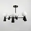 Чорна люстра ABELINA з 6-ма білими плафонами на 2 джерела світла Line.F YG 8006/6+6 BK+WT - мініатюра 1
