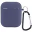 Силіконовий футляр з мікрофіброю для навушників Airpods 1/2 Темно-синій / Midnight blue - мініатюра 1