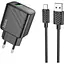 Комплект зарядного устройства Hoco CS21A Single port 1USB 18W 5V/3A 9V/2A Quick Charge 3.0 USB /Type-C 1м Black - миниатюра 1