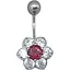 Серебряная серьга для пирсинга пупка Ирий с фианитами. 6010 Красный - миниатюра 1
