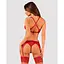 Комплект білизни Obsessive Lacelove cupless 3-pcs set XS/S Red, бюстгальтер, стрінги, пояс для панчі - мініатюра 2