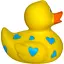 Качка FunnyDucks Жовта у блакитних сердечках (0905) - мініатюра 5