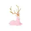 Декоративная новогодняя фигура Олень 21.5см сидячий с флоковым покрытием и глянцевыми рогами Розовый с золотым - миниатюра 1
