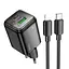 Мережевий зарядний пристрій Hoco N65 Ingenious PD20W+QC3.0 charger + кабель USB-C - Lightning чорний - мініатюра 1
