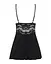 Сатиновый пеньюар с кружевом Obsessive 810-BAB-1 babydoll & thong черный пеньюар танга S/M - миниатюра 6