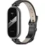 Кожаный ремешок MiJobs для фитнес-браслета Xiaomi Mi Band 3 и 4 Type A черный, держатель - черный - миниатюра 1