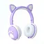 Беспроводные детские наушники CAT ВК-1 с кошачьими ушками и LED подсветкой, подарочные светло-фиолетовые - миниатюра 1