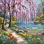 Алмазна вишивка 30x30 на підрамнику повна викладка Весняне натхнення пейзаж - мініатюра 1