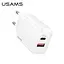 Сетевой адаптер USAMS T35 Fast Charger US-CC121 - USB+Type-C 20W белый - миниатюра 3