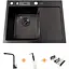 Комплект чорної кухонної мийки та змішувача Nett з нержавіючої сталі NB-6045 - мініатюра 2