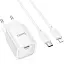 Сетевое зарядное устройство Hoco C148A Charm single port PD30W Charger Set(Type-C to iP)(EU) Белый - миниатюра 1