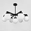 Чорна люстра на 7 білих плафонів Ø 75 см | Арт. SGJ 6/7 BK+WT | Line F - мініатюра 1