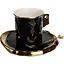 Чашка для кави порцелянова 200 мл із блюдцем та ложкою чорний FM-1A - мініатюра 1