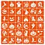 Набір трафаретів для біо-тату "Хелловін №3" Hallowween-3-36, 36 трафаретів 5х5 см - мініатюра 1