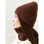 Женская вязаная шапка и снуд набор 1 шерсть  20% с отворотом Темно Коричневый - миниатюра 1