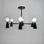 Чорна люстра ABELINA з 6-ма подвійними плафонами на 2 джерела світла Line.F YG 8006/6+6 BK - мініатюра 1