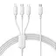 Кабель Baseus Silky One-for-Three Fast Charging Type-C to Micro USB+Lightning+Type-C 100W 1.5m white (P10377706213-00) - мініатюра 1