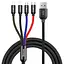 Кабель Baseus combo Fast Micro USB + 2 Lightning + Type-C 120 см 3.5A 4 штекери чорний - мініатюра 1
