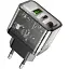 Мережевий зарядний пристрій Hoco N34 Dazzling dual-port PD20W+QC3.0 charger (EU) Transparent Чорний - мініатюра 1