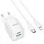 Сетевое зарядное устройство Hoco C149A Charm PD30W+QC3.0 Charger Set (Type-C to Lightning) (EU) Черный - миниатюра 1