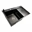 Кухонна мийка СМ 78x50 L PVD чорна Platinum Handmade (круглий сифон 3.0/0.8), Чорний - мініатюра 5