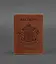 Кожаная обложка для паспорта с украинским гербом светло-коричневая - миниатюра 1