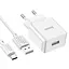 Блок живлення мережевий Hoco C106A Leisure + Type-C single port charger 1USB 10.5W білий - мініатюра 2