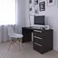 Комп'ютерний стіл Vays, письмовий, сучасний, з тумбою справа, 3 шухляды з фасадами без ручок R-1 Венге Темний-Білі планки - мініатюра 2