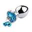 Металеві анальні пробки з підвісками-дзвониками водонепроникні 8,2 см х 3,4 см бірюзові - мініатюра 1